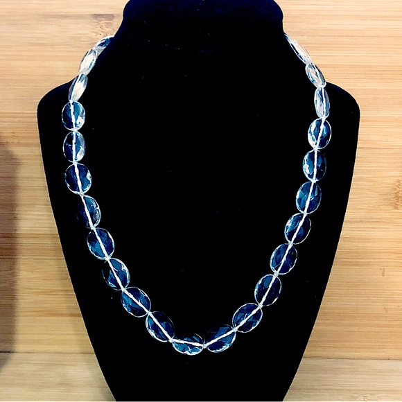 FJS Jewelry - $123  14K and Faceted Quartz Crystal Gemstone Estate Necklace    Marked 14K FJS